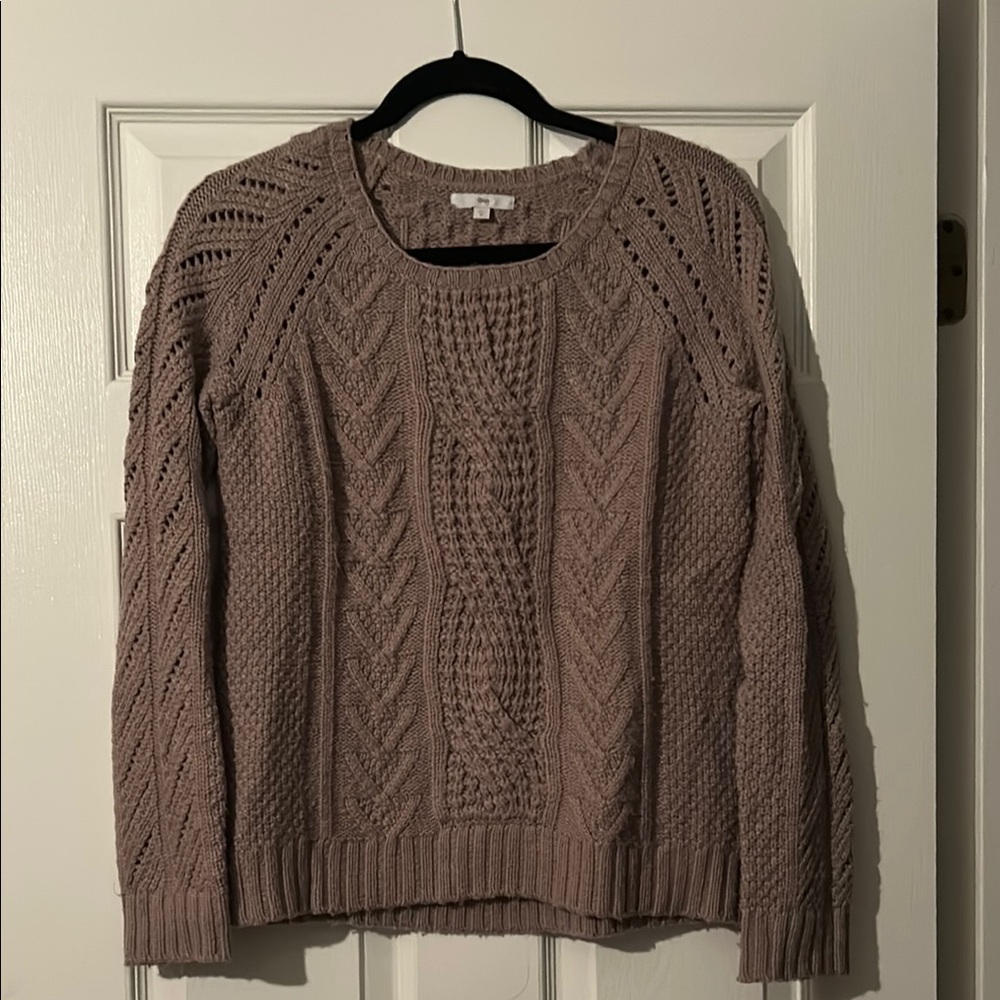 GAP Tan Crew Neck Cable Knit Sweater